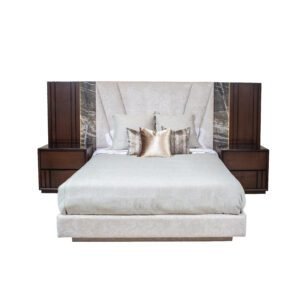 Recámara "Santorini" Nogal Panel Madera y Piedra